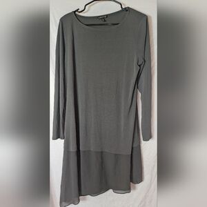 Eileen Fisher Charcoal Long Sleeve Top Silk Sz. M